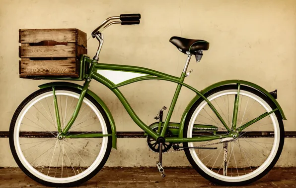 Picture bike, green, background, widescreen, Wallpaper, basket, mood, wheel