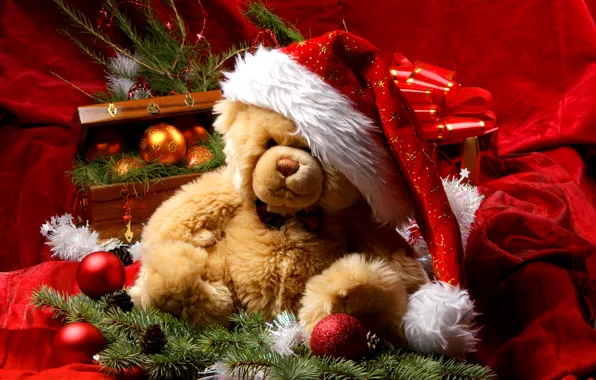 Picture decoration, New Year, Christmas, bear, Santa, Christmas, New Year, decoration