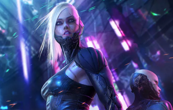 Look, girl, fiction, art, cyborg, sci-fi