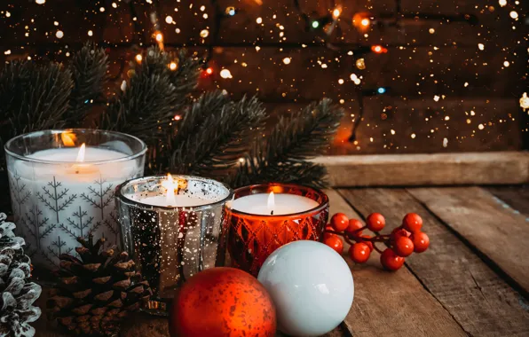 Branches, new year, candles, bumps, decor, JAKKAPAN JABJAINAI