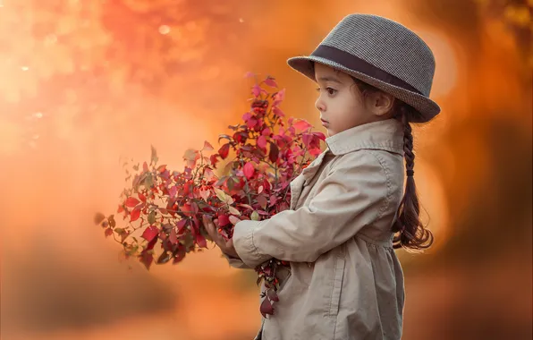 Flowers, background, girl