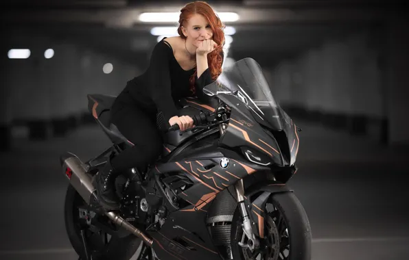 Girl, motorcycle, BMW S 1000 RR