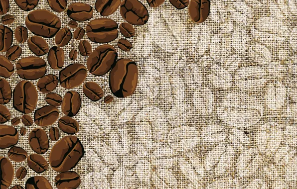 Picture coffee, grain, fabric, burlap, matting