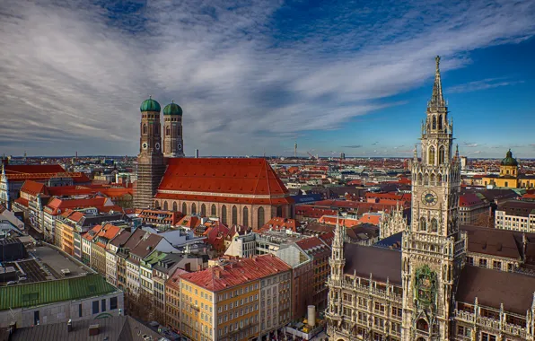 Picture building, Germany, Munich, Bayern, panorama, Cathedral, Germany, Munich
