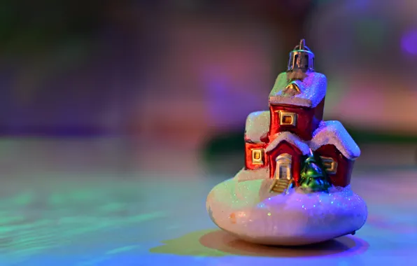 Snow, background, holiday, Christmas, New year, house, Christmas decorations, new year decorations