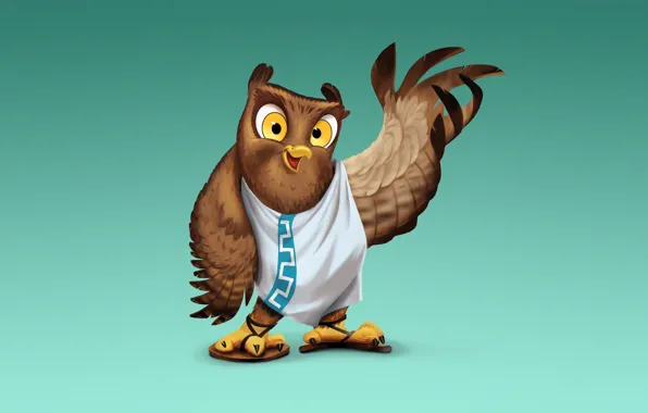 Owl, bird, blue background, owl, Roman clothing