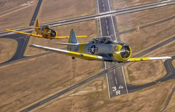 Flight, yellow, Aircraft, the airfield