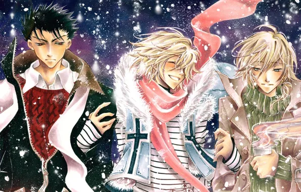 Happiness, friends, three guys