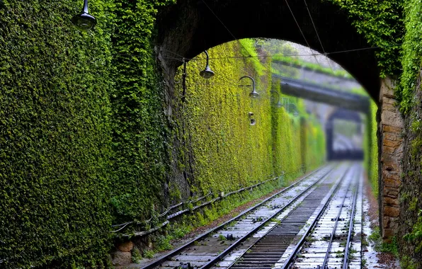 Road, the city, wall, Funicular