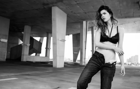 Girl, bra, woman, model, beauty, lady, jeans