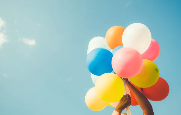 The sky, balls, nature, colorful, balls, sky, nature, multicolor