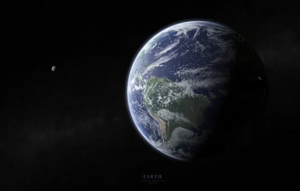Earth, the moon, stars, the atmosphere, solar system, oceans, South America