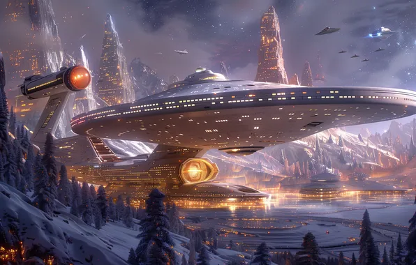 Nature, fog, future, fiction, UFO, haze, spaceship, the futuristic