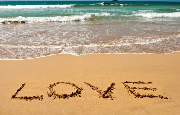 Picture sand, sea, beach, summer, love, mood, the inscription, romance