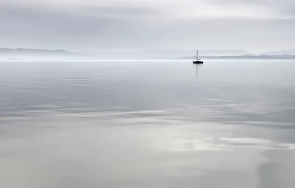 Picture landscape, lake, boat