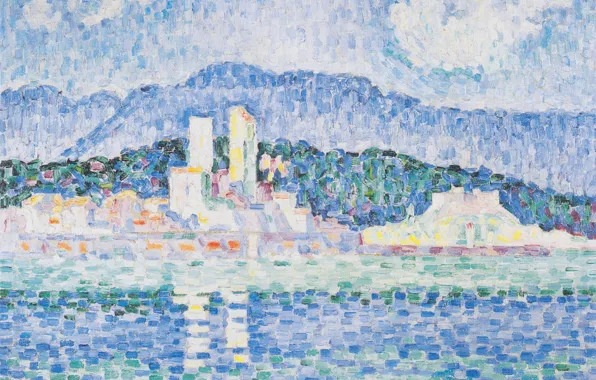 Landscape, the city, picture, Paul Signac, pointillism, Antibes. The storm