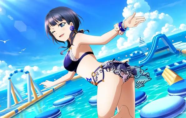 Picture girl, sexy, boobs, anime, beautiful, short hair, pretty, brunette