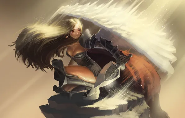Light, rock, wing, fantasy, art, dagger, armor