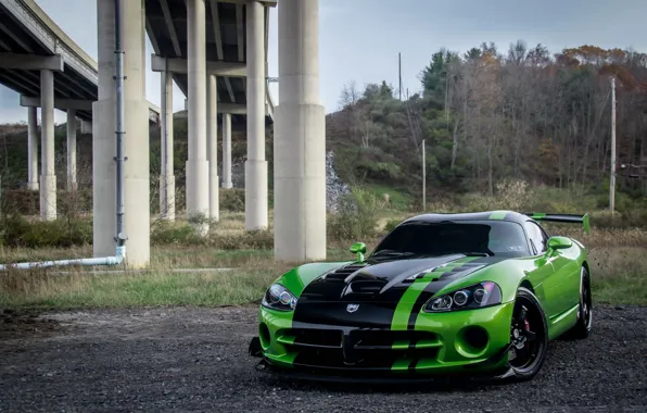 Picture Dodge, Viper, Green, bridge, ACR