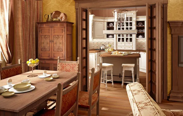 Design, style, interior, kitchen, dining room