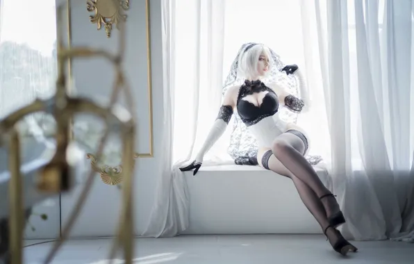 BLONDE, STOCKINGS, LINEN, FIGURE, GLOVES, NieR Automata, Cosplay YoRHa
