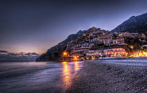 Picture mountains, the city, HDR, home, the evening, Italy, Italy, Campania