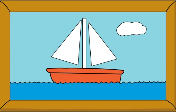 Ship, picture, frame, sea, simpsons picture