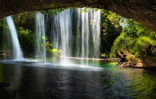 Picture waterfall, stream, panorama