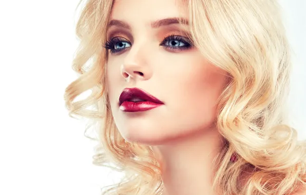 Picture look, girl, eyelashes, model, hands, makeup, lipstick, hairstyle