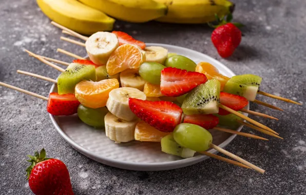 Berries, fruit, citrus, skewers