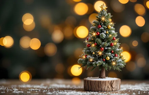 Balls, snow, lights, toy, Christmas, New year, herringbone, stand