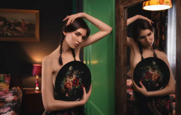 Picture reflection, braids, sponge, Oleg Demyanchenko, Yulia Gracheva