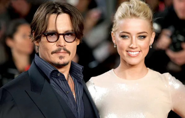Celebrity, Johnny Depp, actress, blonde, actor, Johnny Depp, brunette, Amber Heard