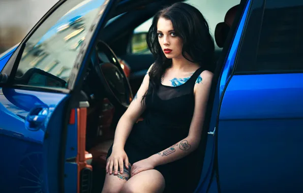 Picture auto, girl, makeup, tattoo, Christina