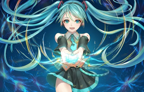 Wallpaper look, girl, hair, girl, vocaloid