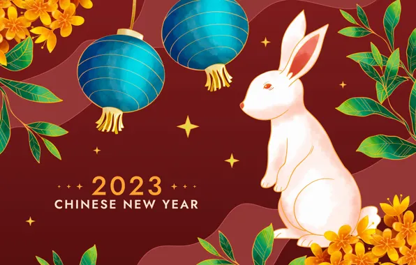 Balls, rabbit, Christmas, figures, New year, date, the year of the rabbit, 2023