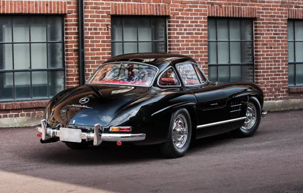 Picture Mercedes-Benz, black, beautiful, 300SL, Mercedes-Benz 300 SL, Gullwing, iconic