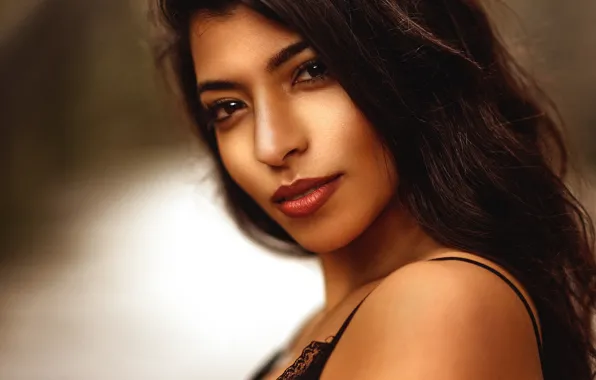 Look, model, portrait, makeup, hairstyle, brown hair, beauty, bokeh