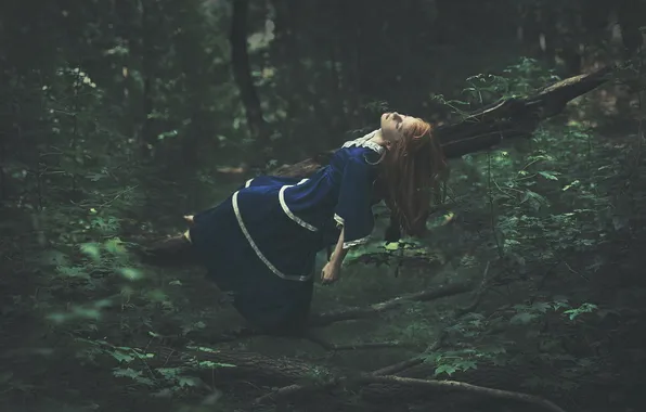 Forest, girl, mood