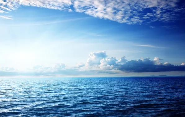 Sea, wave, the sky, water, clouds, surface, the ocean, serenity