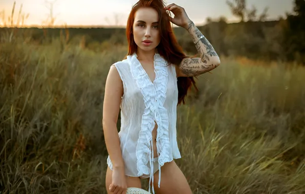 Girl, nature, model, blouse