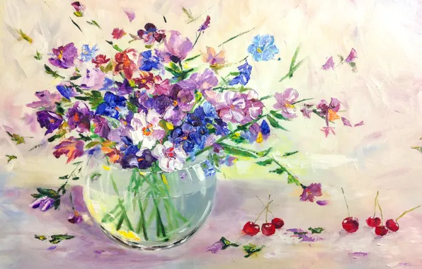 Picture flowers, picture, vase