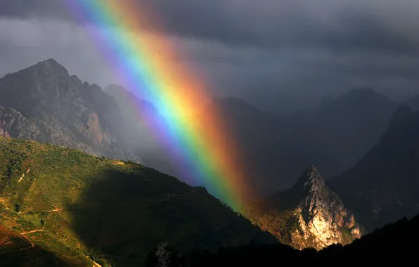 Picture summer, the sky, mountains, rainbow