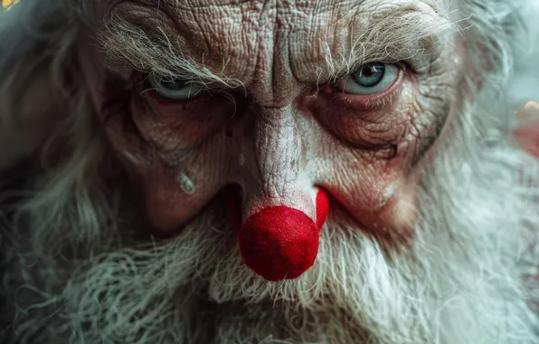 Look, Christmas, Eyes, New year, Nose, Santa Claus, Digital art, Closeup