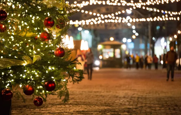 Decoration, lights, tree, the evening, area, Canada, New year, Ontario