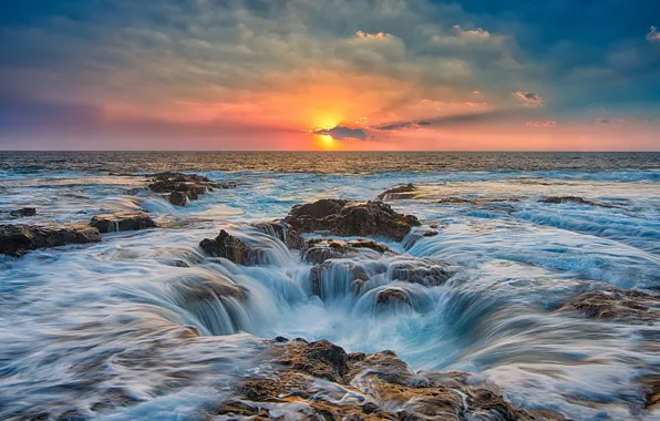 Sea, the sky, sunset