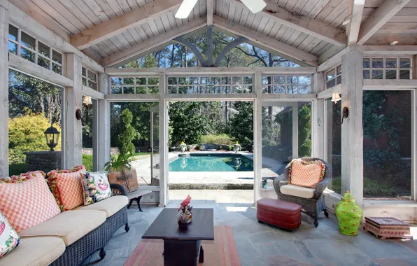 Interior, chairs, veranda