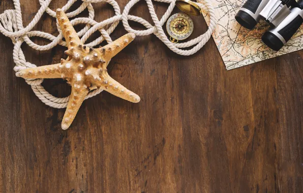 Background, shell, binoculars, compass, Morska Zvezda, sea, konat