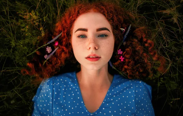 Portrait, red, curly, Lera, Viktor Rakov
