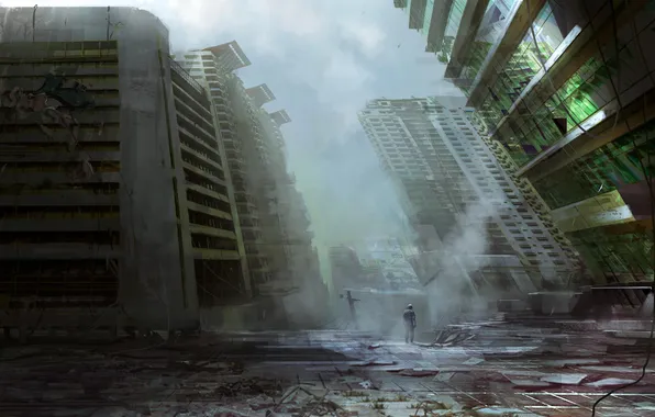 The city, Apocalypse, people, home, destruction